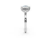 Fancy Blue Round Cut and Emerald Cut Toi Moi Ring Set in White gold with Prong Setting
