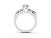 Cushion Cut Five Stone Engagement Ring Setting | Prong Set Side Stones | White Gold