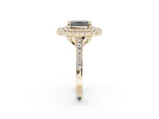 Fancy Black Radiant Cut Lab-Grown Diamond Double Halo Statement Ring Set in Yellow Gold with Pavé Band