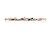 Round Lab-Grown Diamond Rope Frame Bezel Station Bracelet | Pavé Bar Links | Rose Gold