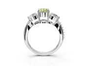 Oval Three Stone Engagement Ring Setting for a Fancy Yellow Lab-Grown Diamond | Tapered Pave Band | Platinum