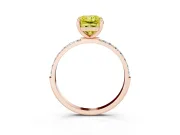 Radiant Cut Pave Solitaire Engagement Ring Setting for a Fancy Yellow Lab-Grown Diamond | Pave Shoulders | Rose Gold