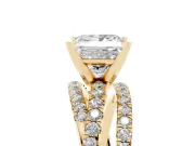 Princess Cut Diamond Solitaire Twist Band Ring Set in Yellow gold with Pavé Setting and Prong Head