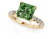 Princess Cut Engagement Ring Setting for a Fancy Green Lab-Grown Diamond | Yellow Gold - Design NV-24510