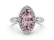 Marquise Leaf Halo Engagement Ring Setting for a Fancy Pink Lab-Grown Diamond | Platinum