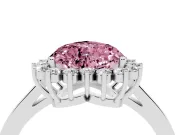 Heart-Shaped Scalloped Halo Engagement Ring Setting for a Fancy Pink Lab-Grown Diamond | White Gold