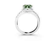 Heart-Shaped Side Stone Engagement Ring Setting for a Fancy Green Lab-Grown Diamond | Pave Band | Sterling Silver