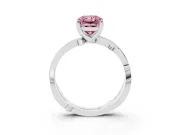 Fancy Pink Radiant Cut Diamond Pavé Twist Band Solitaire Ring Set in Silver with Prong Setting
