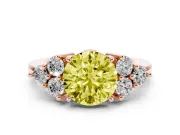 Round Cluster Side Stone Engagement Ring Setting for a Fancy Yellow Lab-Grown Diamond | Rose Gold