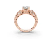 Radiant Cut Art Deco Graduated Pave Engagement Ring Setting | Split Shank | Rose Gold