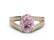 Oval Split Shank Pavé Engagement Ring Setting for a Fancy Pink Lab-Grown Diamond | Yellow Gold