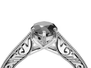 Marquise Vintage Pavé Engagement Ring Setting for a Black Center | White Gold