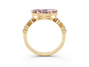 Marquise Scattered Accent Engagement Ring Setting for a Fancy Pink Lab-Grown Diamond | Yellow Gold