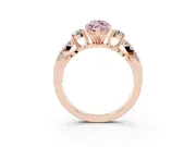 Fancy Pink Marquise Cut Diamond Three-Stone Ring Set in Rose gold with Pavé Split Shank and Prong Setting