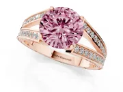 Round Split Shank Pavé Engagement Ring Setting for a Fancy Pink Lab-Grown Diamond | Rose Gold