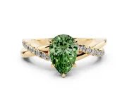 Pear-Shaped Crossover Engagement Ring Setting for a Fancy Green Lab-Grown Diamond | Yellow Gold
