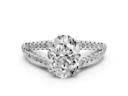 Oval Graduated Pave Split Shank Engagement Ring Setting | V Split Shoulders | Platinum
