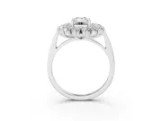 Emerald Cut Floral Double Halo Engagement Ring Setting | Plain Band | White Gold