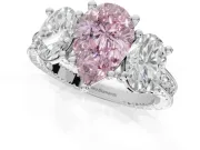 Pear-Shaped Vintage Three Stone Engagement Ring Setting for a Fancy Pink Lab-Grown Diamond | Sterling Silver