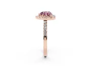 Heart-Shaped Halo Engagement Ring Setting for a Fancy Pink Lab-Grown Diamond | Single Row Pavé Band | Rose Gold