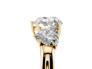 Heart-Shaped Three Stone Engagement Ring Setting | Matching Side Stones | Yellow Gold