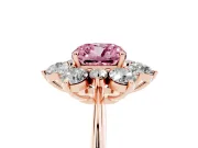 Cushion Cut Cluster Halo Engagement Ring Setting for a Fancy Pink Lab-Grown Diamond | Rose Gold
