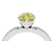 Fancy Yellow Marquise Cut Diamond Solitaire Ring Set in Silver with Slim Pavé Band and Prong Setting