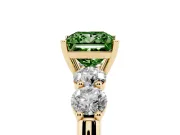 Princess Cut Five Stone Engagement Ring Setting for a Fancy Green Lab-Grown Diamond | Plain Band | Yellow Gold