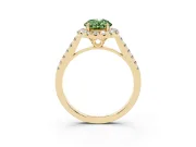 Oval Raised Halo Engagement Ring Setting for a Fancy Green Lab-Grown Diamond | Yellow Gold