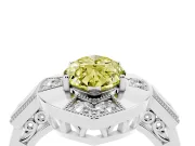 Fancy Yellow Marquise Cut Diamond Milgrain Halo Ring Set in Platinum with Split Shank