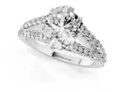 Oval Graduated Pave Split Shank Engagement Ring Setting | V Split Shoulders | Platinum