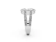 Marquise Cut Diamond Halo Ring Set in Silver with Pavé Split Shank and Prong Setting
