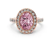 Oval Vintage Milgrain Halo Engagement Ring Setting for a Fancy Pink Lab-Grown Diamond | Pierced Gallery | Rose Gold