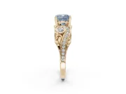 Cushion Cut Swirl Engagement Ring Setting for a Fancy Blue Lab-Grown Diamond | Yellow Gold