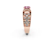 Cushion Cut Vintage Pave Engagement Ring Setting for a Fancy Pink Lab-Grown Diamond | Milgrain Edges | Rose Gold