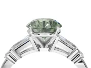 Round Tapered Baguette Engagement Ring Setting for a Fancy Green Lab-Grown Diamond | White Gold