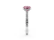 Round Hidden Halo Solitaire Engagement Ring Setting for a Fancy Pink Lab-Grown Diamond | Pave Band | Platinum