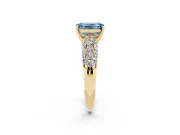Emerald Cut Multi Row Pave Engagement Ring Setting for a Fancy Blue Lab-Grown Diamond | Yellow Gold