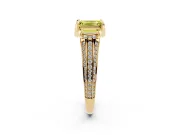 Emerald Cut Hidden Halo Engagement Ring Setting for a Fancy Yellow Lab-Grown Diamond | Pavé Band | Yellow Gold