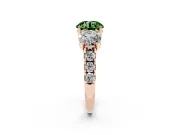 Round Three Stone Engagement Ring Setting for a Fancy Green Lab-Grown Diamond | Accented Shoulders | Rose Gold