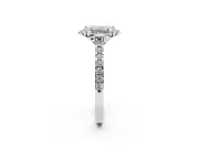 Emerald Cut Floral Petal Engagement Ring Setting | Petal Accents | Sterling Silver