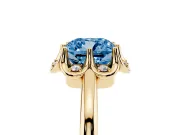 Cushion Cut Petal Halo Engagement Ring Setting for a Fancy Blue Lab-Grown Diamond | Yellow Gold