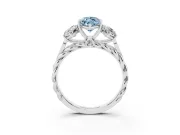 Fancy Blue Marquise Cut Diamond Three-Stone Ring Set in Silver with Braided Band