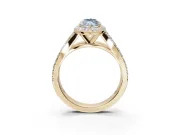 Marquise Halo Pavé Engagement Ring Setting for a Fancy Blue Lab-Grown Diamond | Narrow Split Shank | Yellow Gold