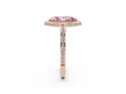 Fancy Pink Marquise Cut Diamond Halo Pavé Split Shank Ring Set in Rose gold with Prong Setting