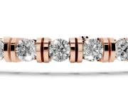 Round Lab-Grown Diamond Bar Set Tennis Bracelet | Box Clasp | Rose Gold