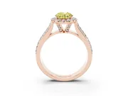 Fancy Yellow Oval Cut Diamond Halo Ring Set in Rose gold with Pavé Band and Raised Center Setting