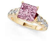 Princess Cut Engagement Ring Setting for a Fancy Pink Lab-Grown Diamond | Yellow Gold - Design NV-24643