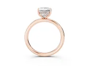 Princess Cut Hidden Halo Engagement Ring Setting | Thin Plain Band | Rose Gold