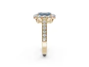 Emerald Cut Vintage Halo Engagement Ring Setting for a Fancy Blue Lab-Grown Diamond | Yellow Gold